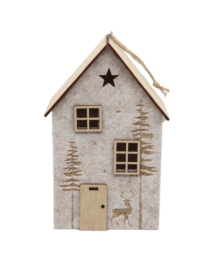 Deko-Haus Weihnachten Beige