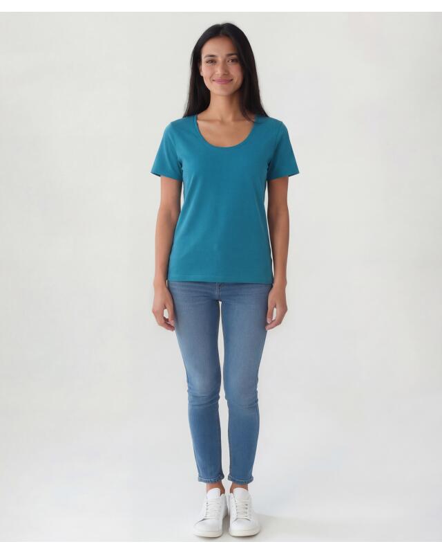 T-shirt basique femme, bleu pétrole (KiK Basic T-Shirt (petrol)) — KiK, produit allemand authentique au Maroc