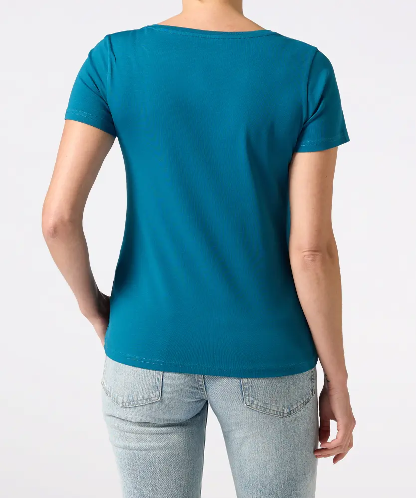 Basic T-shirt voor Dames, petrol