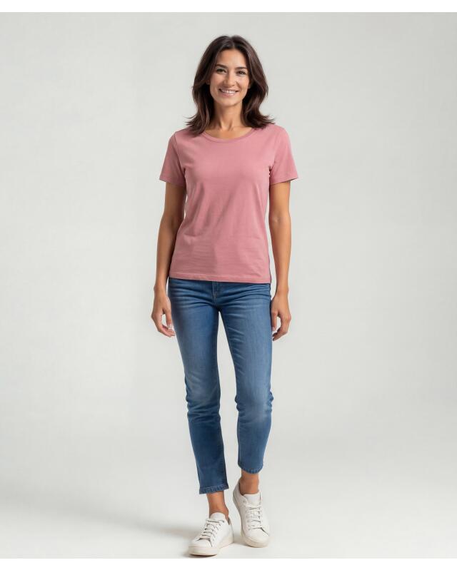 T-shirt basique femme, rose foncé (KiK Basic T-Shirt (dunkelrosa)) — KiK, produit allemand authentique au Maroc