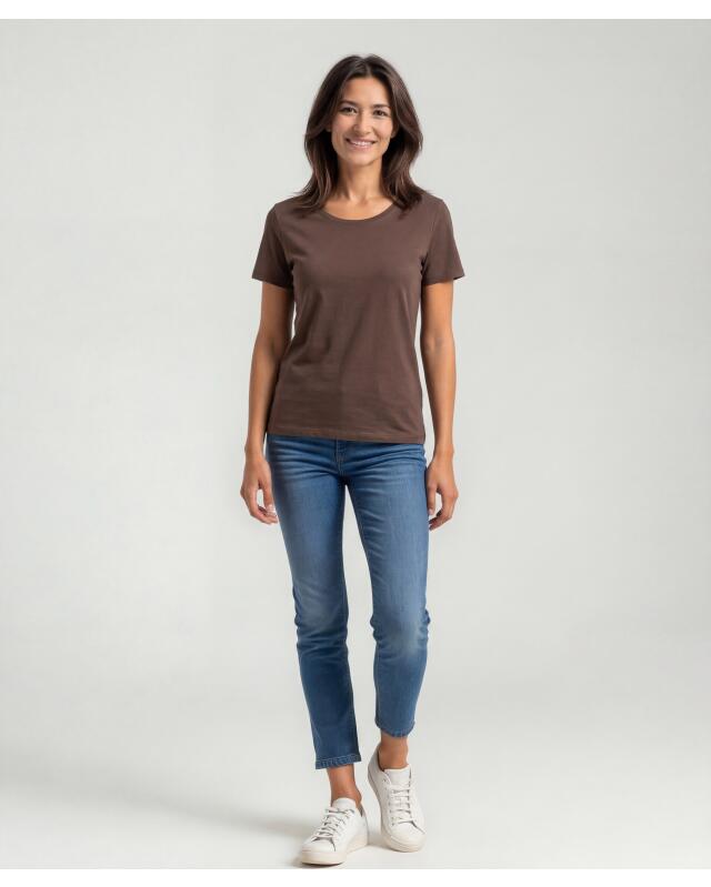 T-shirt basique femme, marron (KiK Basic T-Shirt (braun)) — KiK, produit allemand authentique au Maroc