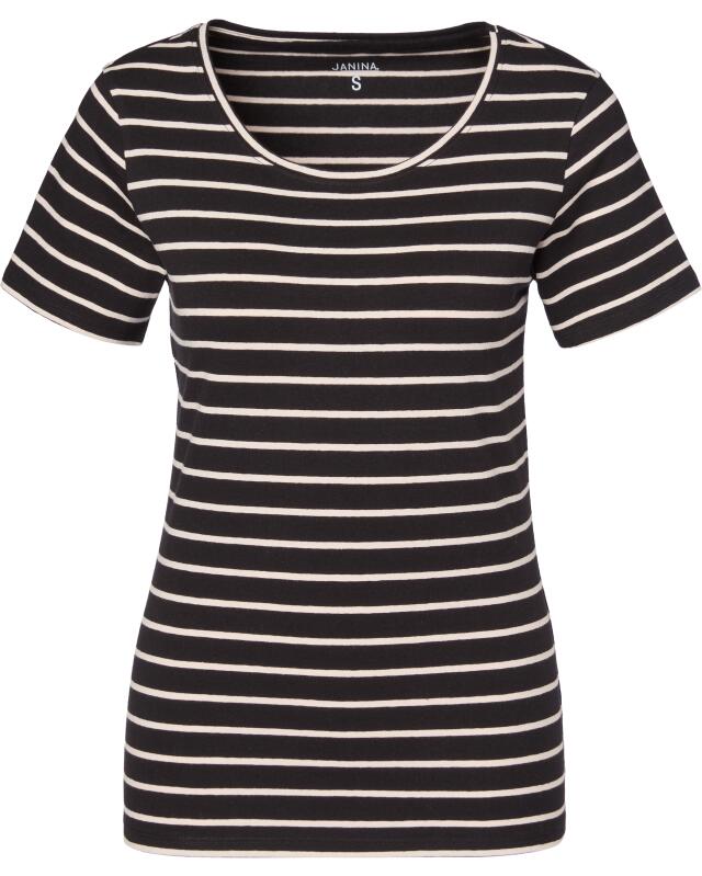 Striped T-shirt for women, black/cream (KiK Gestreiftes T-Shirt (schwarz/creme)) — KiK, authentic German product in Morocco