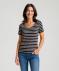 Gestreiftes T-Shirt schwarz/creme