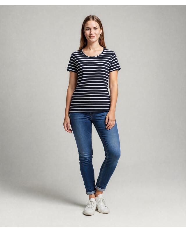 تيشيرت مخطط للنساء، كحلي/أزرق فاتح (KiK Gestreiftes T-Shirt (dunkelblau/hellblau)) — KiK, منتج ألماني أصلي في المغرب