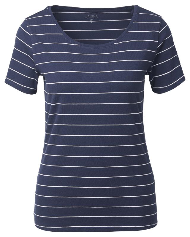Striped T-shirt for women, navy/white (KiK Gestreiftes T-Shirt (dunkelblau/weiß)) — KiK, authentic German product in Morocco