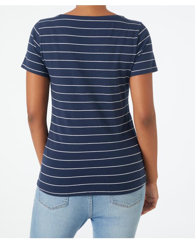 Striped T-shirt for women, navy/white (KiK Gestreiftes T-Shirt (dunkelblau/weiß)) — KiK, authentic German product in Morocco