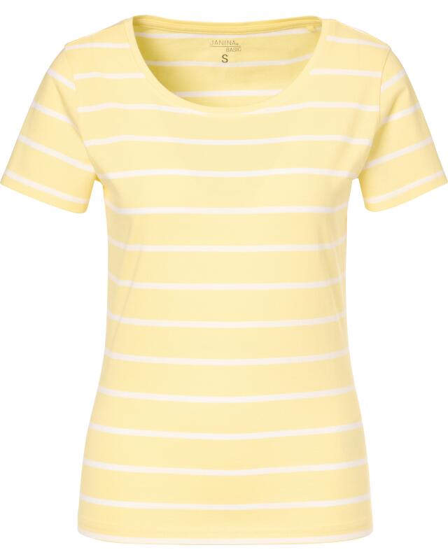Striped T-shirt for women, yellow striped (KiK Gestreiftes T-Shirt (gelb gestreift)) — KiK, authentic German product in Morocco