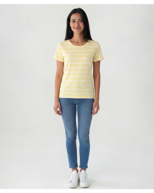T-shirt rayé femme, jaune rayé (KiK Gestreiftes T-Shirt (gelb gestreift)) — KiK, produit allemand authentique au Maroc