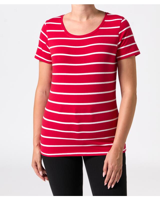 T-shirt rayé femme, rouge rayé (KiK Gestreiftes T-Shirt (rot gestreift)) — KiK, produit allemand authentique au Maroc