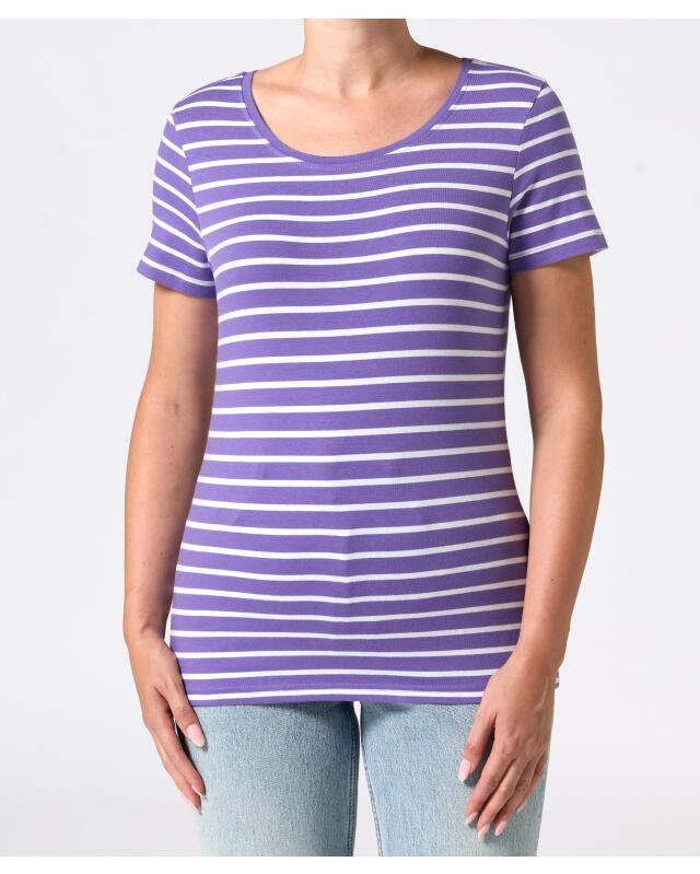 T-shirt rayé femme, lilas rayé (KiK Gestreiftes T-Shirt (flieder gestreift)) — KiK, produit allemand authentique au Maroc