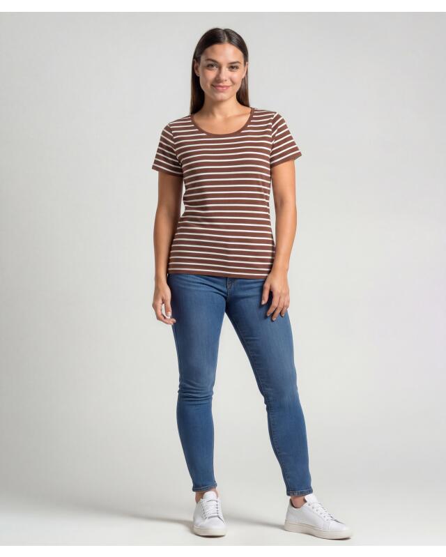 تيشيرت مخطط للنساء، بني مخطط (KiK Gestreiftes T-Shirt (braun gestreift)) — KiK, منتج ألماني أصلي في المغرب