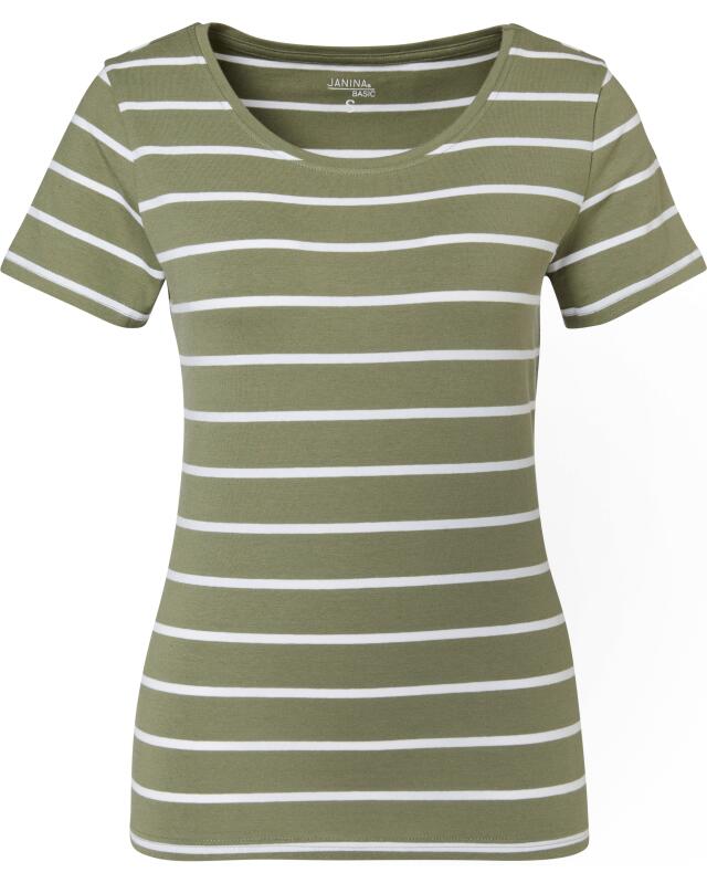 Striped T-shirt for women, khaki striped (KiK Gestreiftes T-Shirt (khaki gestreift)) — KiK, authentic German product in Morocco