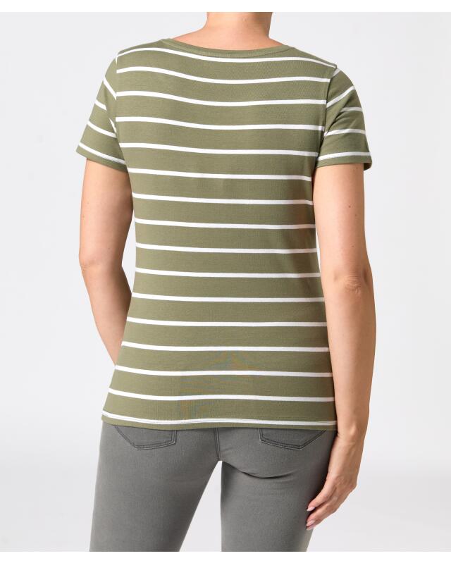 Striped T-shirt for women, khaki striped (KiK Gestreiftes T-Shirt (khaki gestreift)) — KiK, authentic German product in Morocco