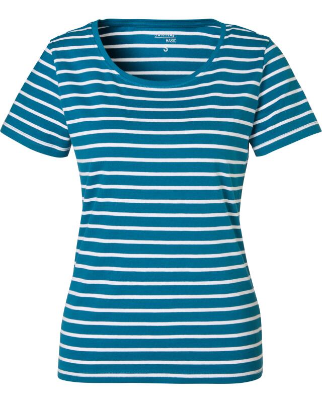 T-shirt rayé femme, bleu pétrole/blanc (KiK Gestreiftes T-Shirt (Petrol/weiß)) — KiK, produit allemand authentique au Maroc