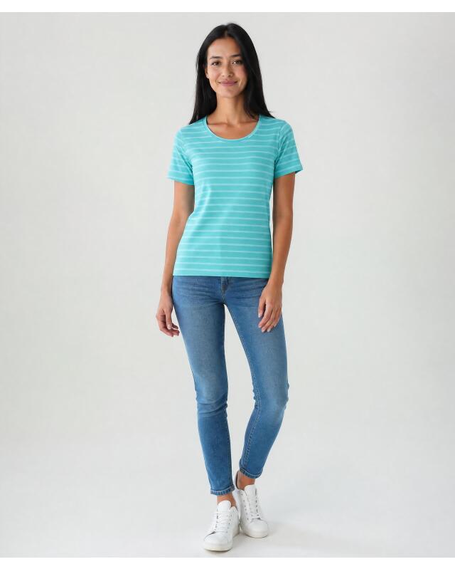 T-shirt rayé femme, vert menthe (KiK Gestreiftes T-Shirt (mintgrün)) — KiK, produit allemand authentique au Maroc