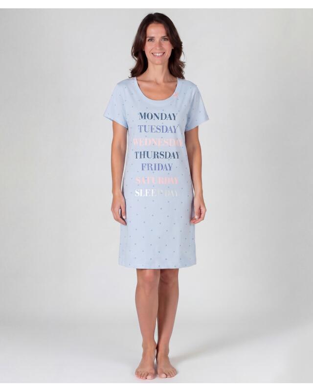 Chemise de nuit à pois femme, bleu clair — KiK, produit allemand authentique au Maroc