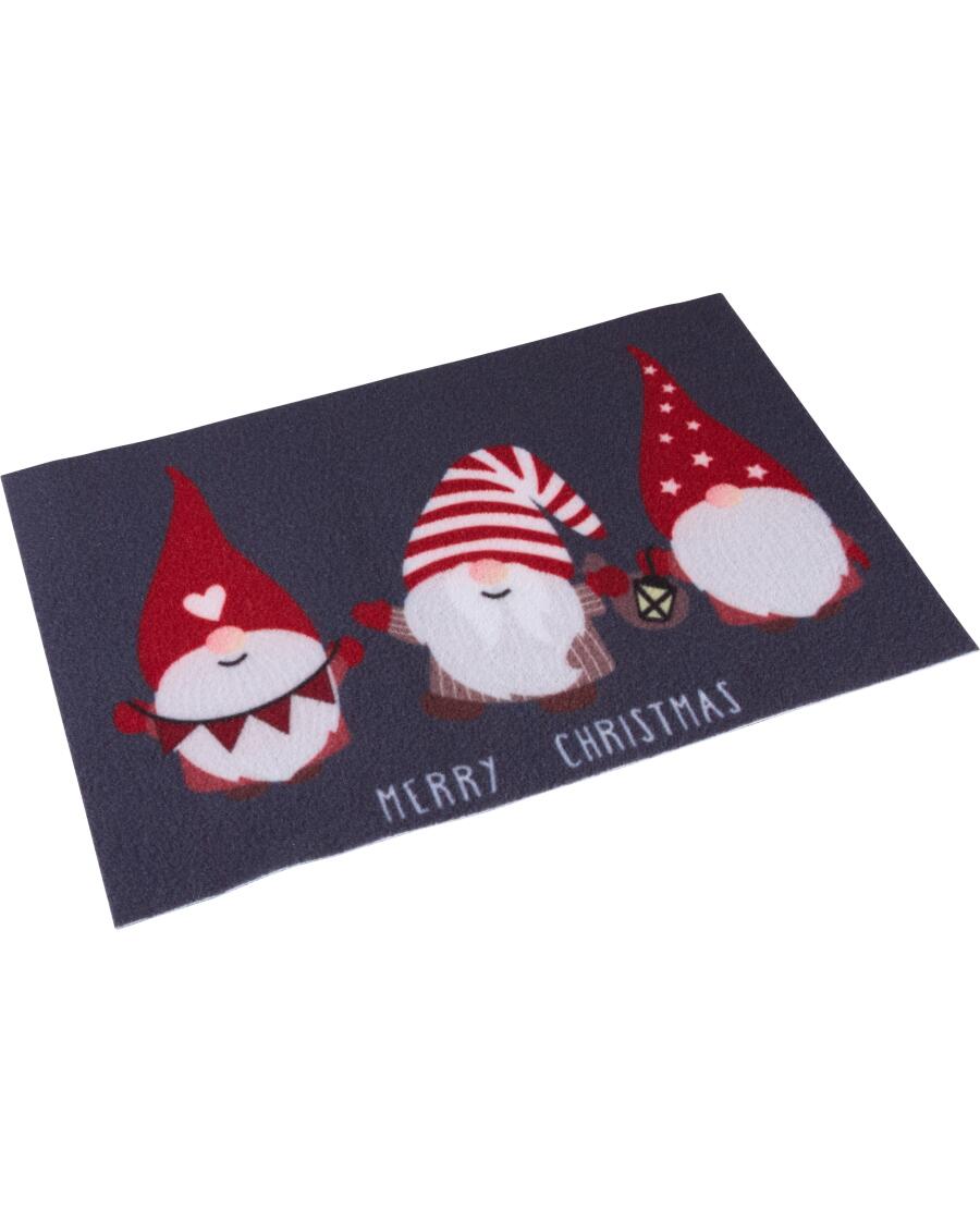Deurmat Kerst grijs/rood