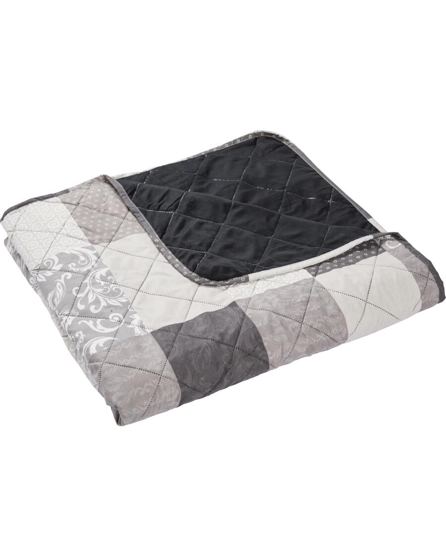 Tagesdecke mit Wendefunktion grau gemustert