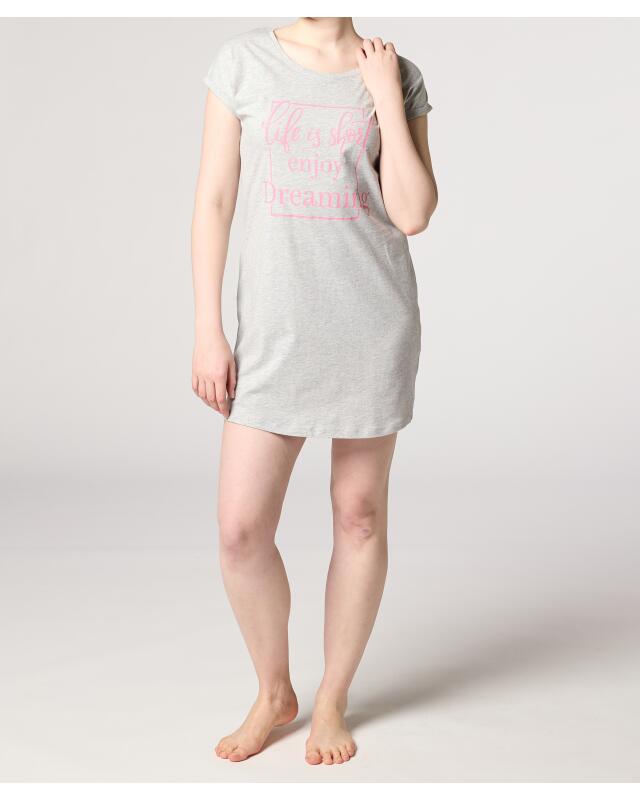 Slim-fit nightshirt for women, grey marl — KiK, authentic German product in Morocco