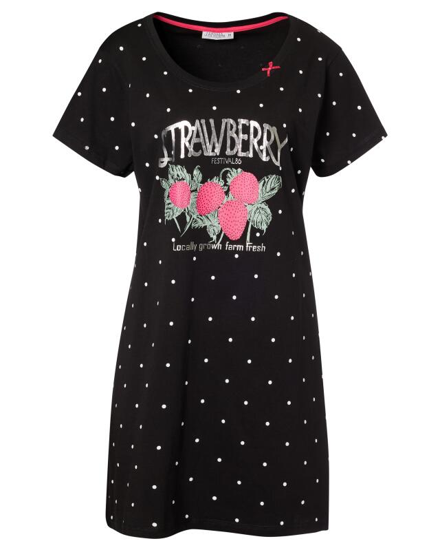 Polka dot nightshirt for women, black (KiK Bigshirt mit Punkten (schwarz)) — KiK, authentic German product in Morocco