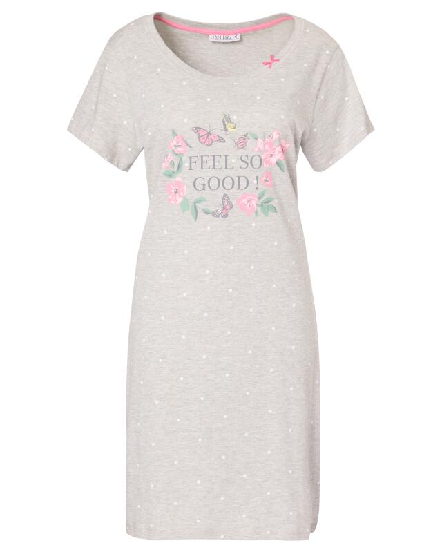 Polka dot nightshirt for women, grey marl (KiK Bigshirt mit Punkten (grau melange)) — KiK, authentic German product in Morocco