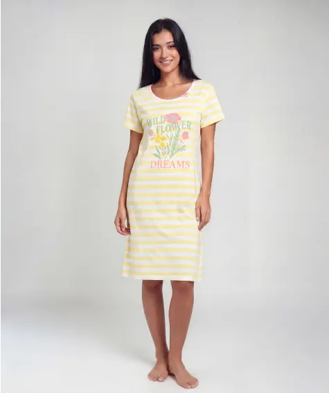 Bigshirt mit Streifen und Frontprint