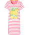 Bigshirt mit Streifen und Frontprint rosa