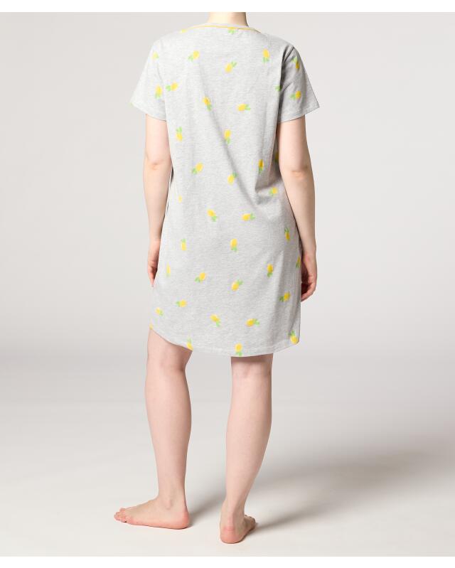 Nightshirt with lemons for women, grey marl (KiK Bigshirt Zitronen (grau melange)) — KiK, authentic German product in Morocco
