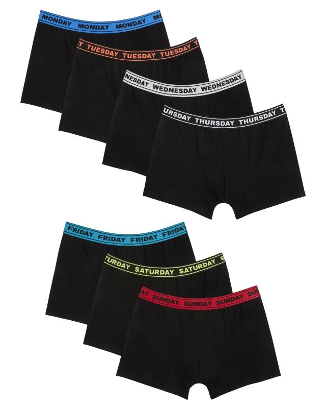 بوكسر ريترو بأيام الأسبوع للرجال، أسود (KiK Retro Boxershorts mit Wochentagen (schwarz)) — KiK, منتج ألماني أصلي في المغرب