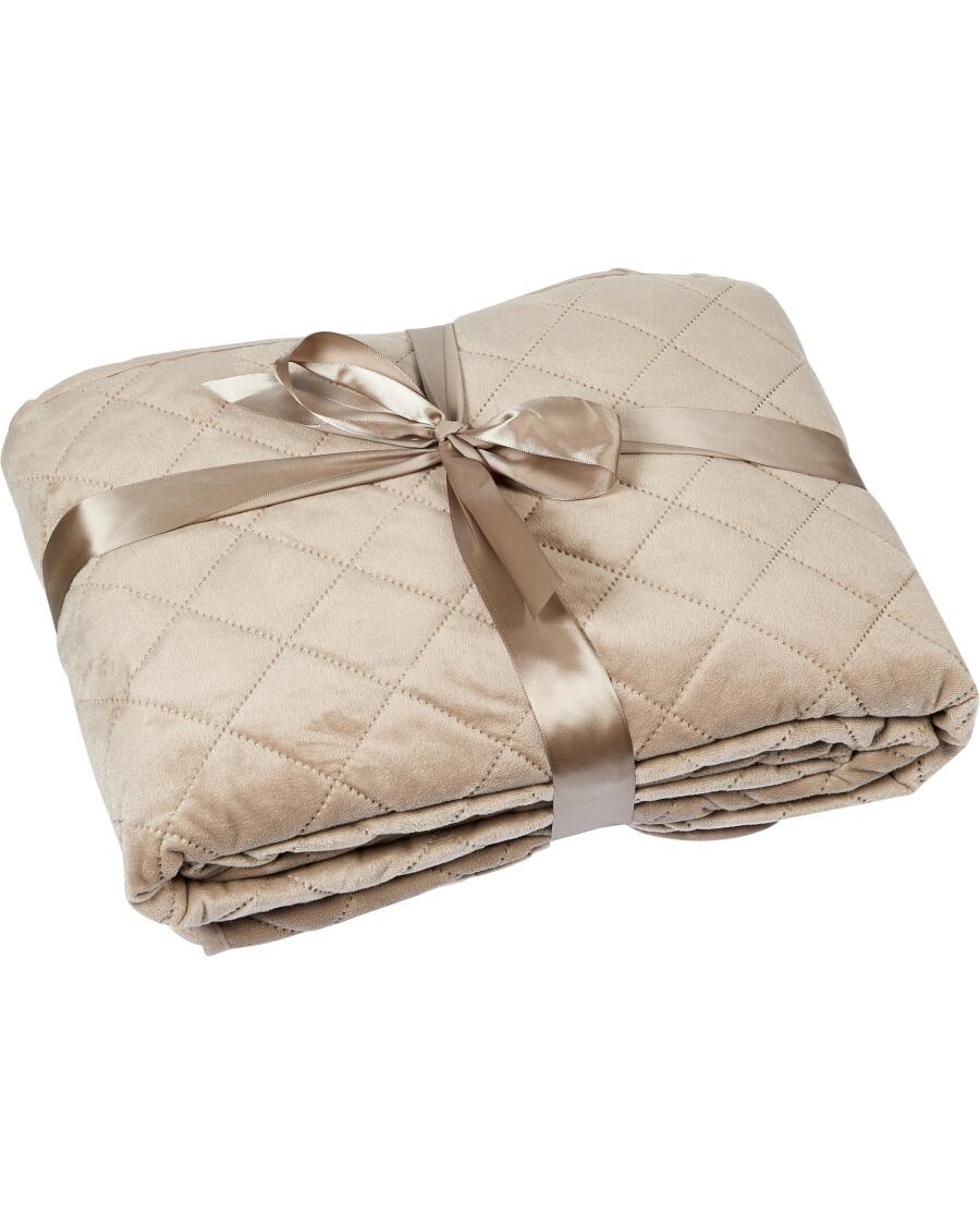 Samt-Tagesdecke taupe