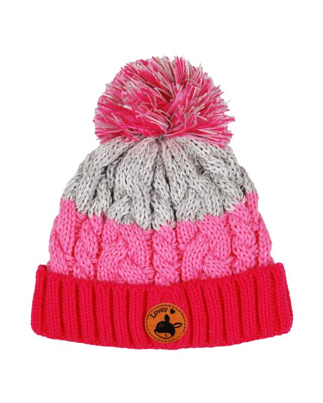 Bonnet à pompon garçon, rose fluo — KiK, produit allemand authentique au Maroc
