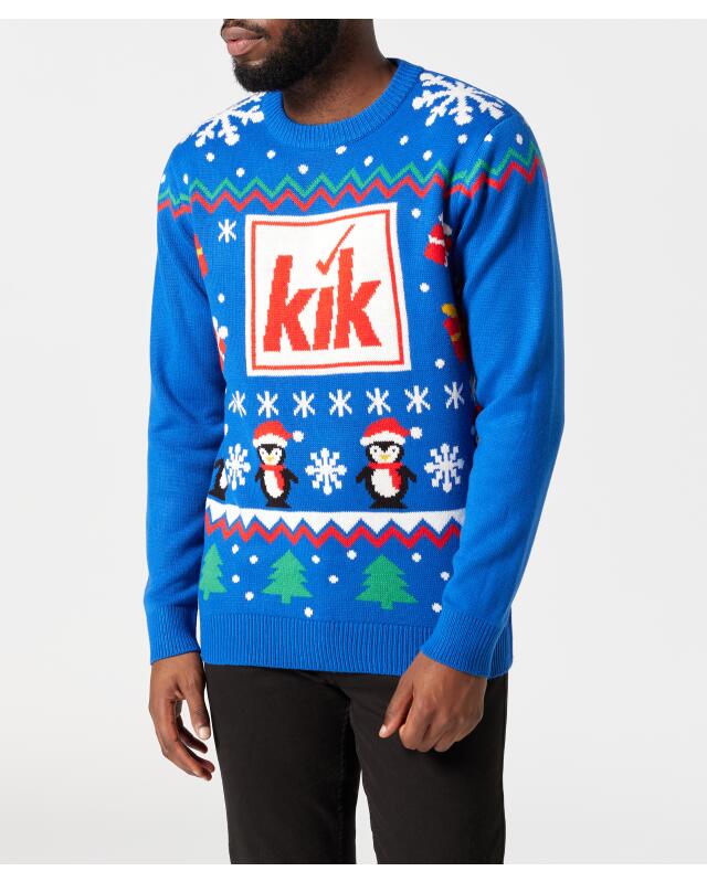 Pull de Noël homme, bleu roi à motifs — KiK, produit allemand authentique au Maroc