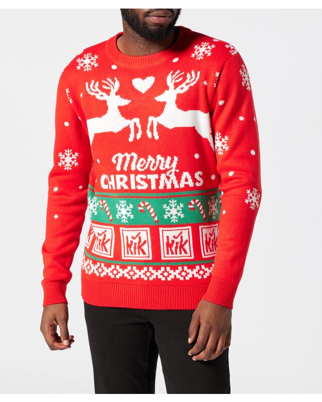 Pull de Noël homme, rouge à motifs (KiK KiK Weihnachtspullover (rot gemustert)) — KiK, produit allemand authentique au Maroc