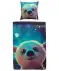Wende-Bettwäsche Tiermotiv blau bedruckt