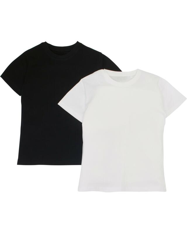 T-shirts en coton fille, noir/blanc (KiK T-Shirts aus Baumwolle (schwarz/weiß)) — KiK, produit allemand authentique au Maroc