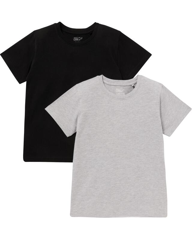 T-shirts basiques fille, noir/gris chiné (KiK Basic T-Shirts (schwarz/grau melange)) — KiK, produit allemand authentique au Maroc