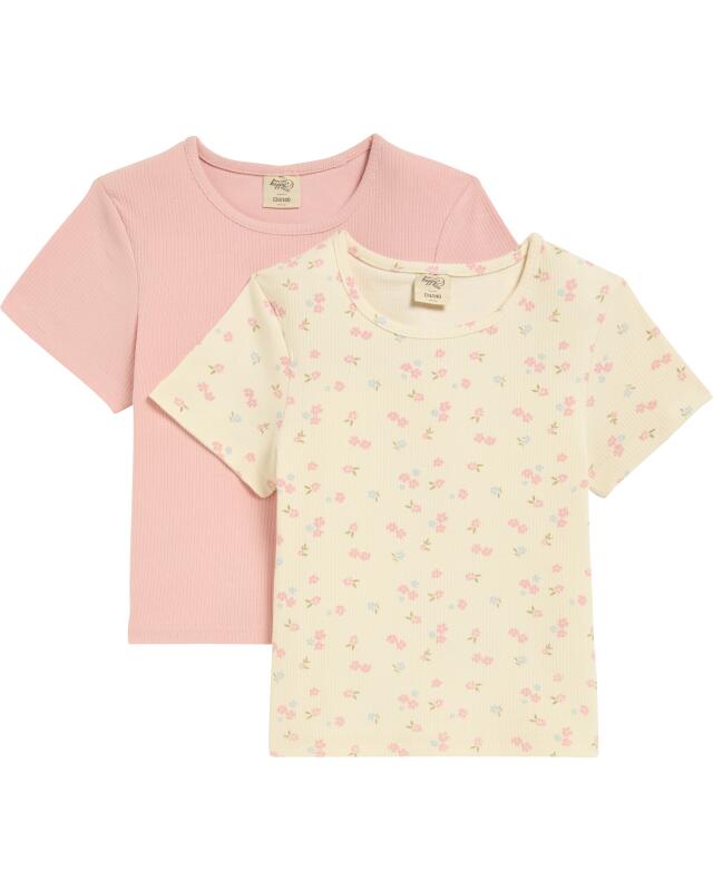 T-shirts côtelés fille, rose (KiK Gerippte T-Shirts (rosa)) — KiK, produit allemand authentique au Maroc