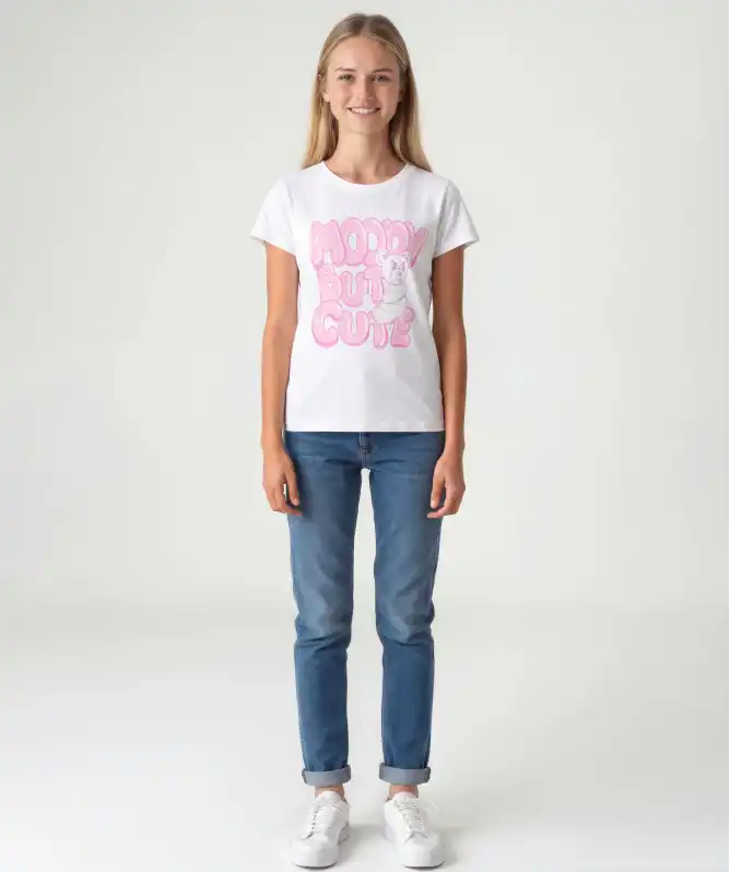 T-Shirts mit Teddy-Print und Uni