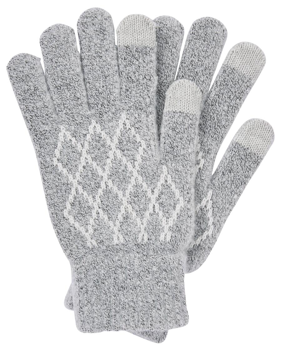 Handschuhe mit Rauten fr Damen, grau melange