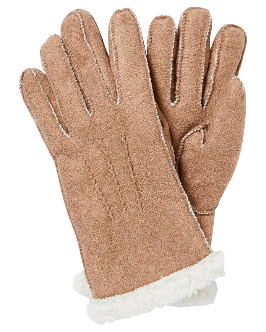 Handschuhe in Wildlederoptik hellbraun