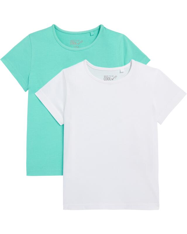 Basic T-shirts for girls, white/turquoise (KiK Basic T-Shirts (weiß/türkis)) — KiK, authentic German product in Morocco
