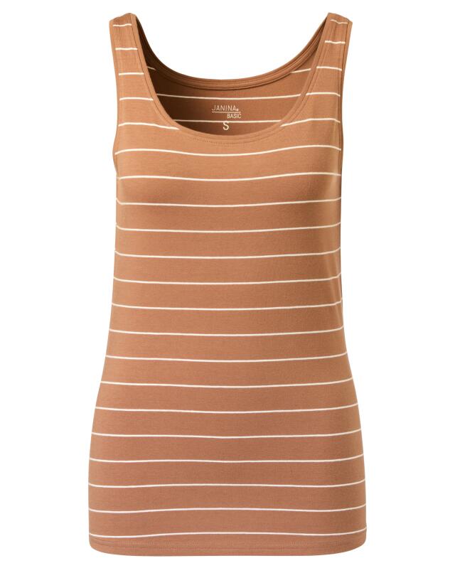 Débardeur rayé femme, marron/blanc (KiK Gestreiftes Tanktop (braun/weiß)) — KiK, produit allemand authentique au Maroc