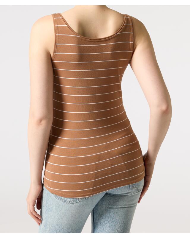 Débardeur rayé femme, marron/blanc (KiK Gestreiftes Tanktop (braun/weiß)) — KiK, produit allemand authentique au Maroc