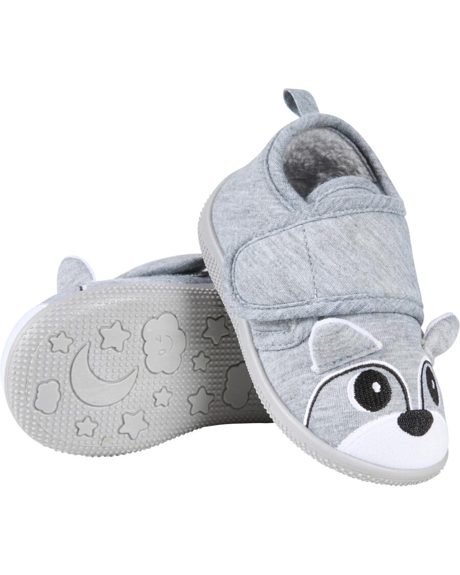 Kindergartenschuhe mit Tiergesicht grau