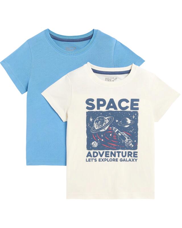 T-shirts à thème espace garçon, beige/bleu (KiK T-Shirts Weltraum (beige/blau)) — KiK, produit allemand authentique au Maroc