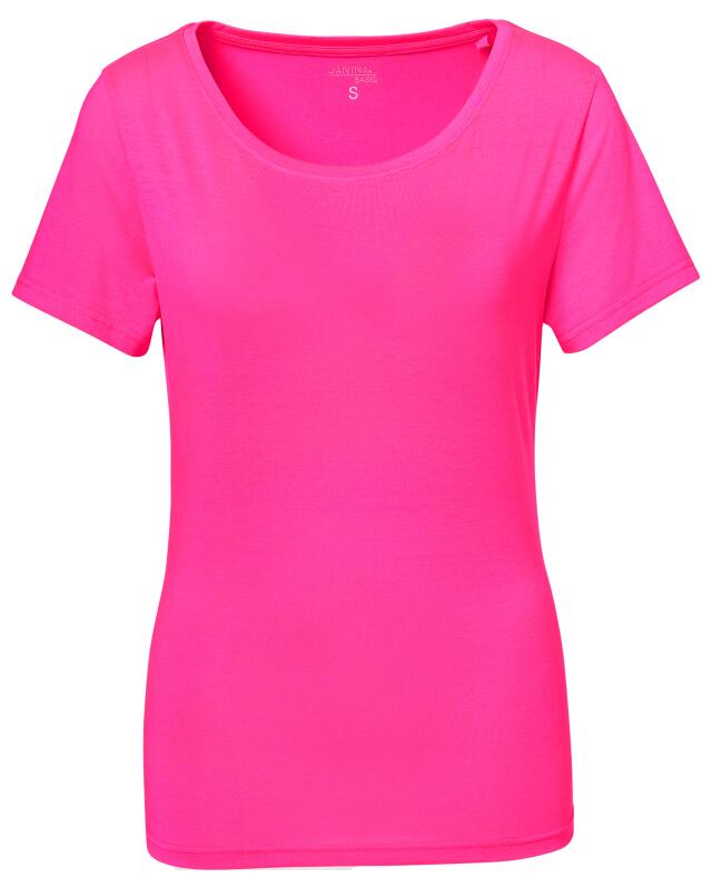 T-shirt basique femme, rose fluo (KiK Basic T-Shirt (neon pink)) — KiK, produit allemand authentique au Maroc