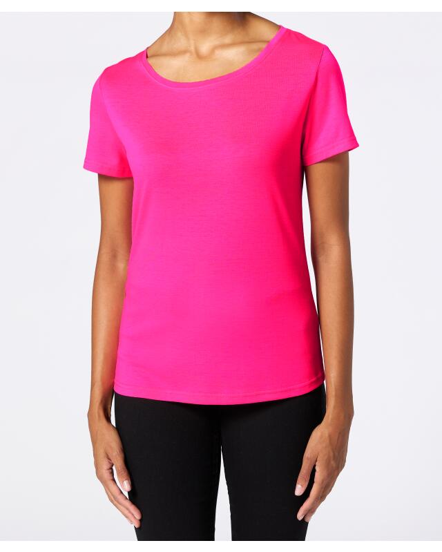 T-shirt basique femme, rose fluo (KiK Basic T-Shirt (neon pink)) — KiK, produit allemand authentique au Maroc