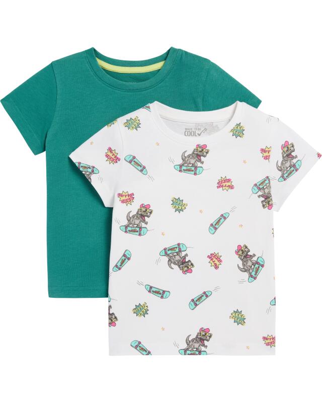T-Rex T-shirts for boys, dark green/white (KiK T-Shirts T-Rex (dunkelgrün/weiß)) — KiK, authentic German product in Morocco