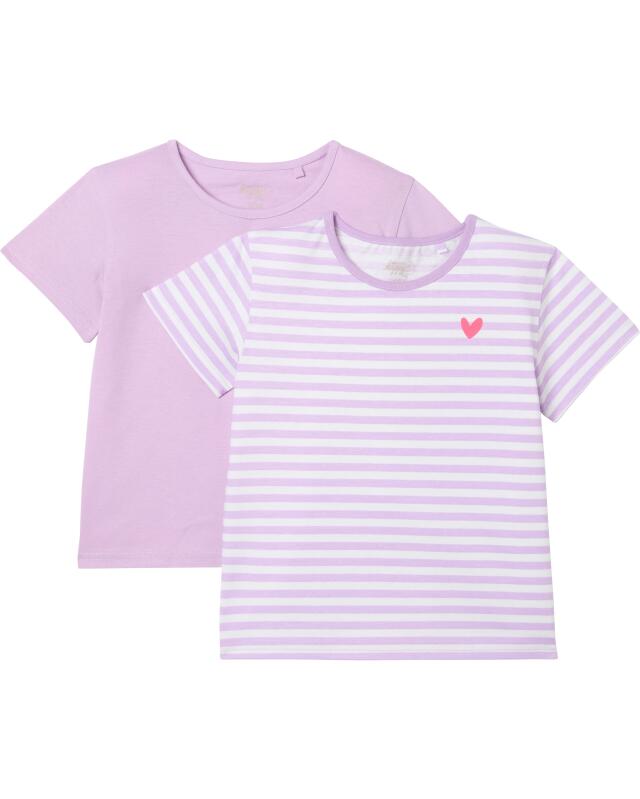Round-neck T-shirts for girls, lilac/white (KiK T-Shirts Rundhals (flieder/weiß)) — KiK, authentic German product in Morocco