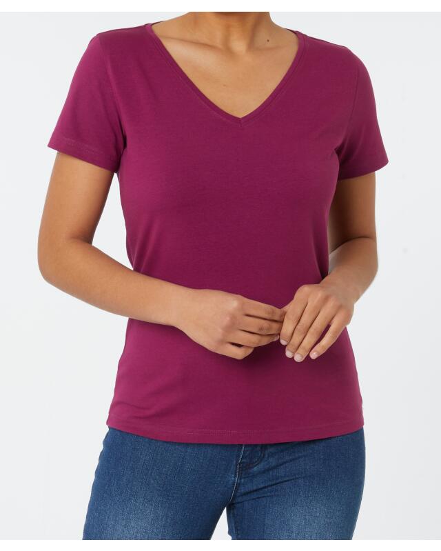 T-shirt basique femme, rouge foncé (KiK Basic T-Shirt (dunkelrot)) — KiK, produit allemand authentique au Maroc